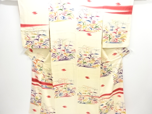 JAPANESE KIMONO / ANTIQUE KIMONO / TAISHO ROMAN STYLE / KATAZOME / PLANTS